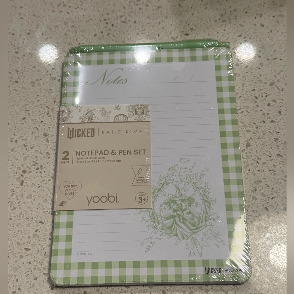 Wicked Elphaba Green 60pg Notepad & Pen Set x Yoobi Katie Kime SEALED